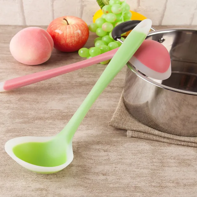 Mestolo in Silicone cucchiai Set di pentole da cucina contenitore per alimenti piatti turistici padella antiaderente con resistenza alle alte Temperature 2