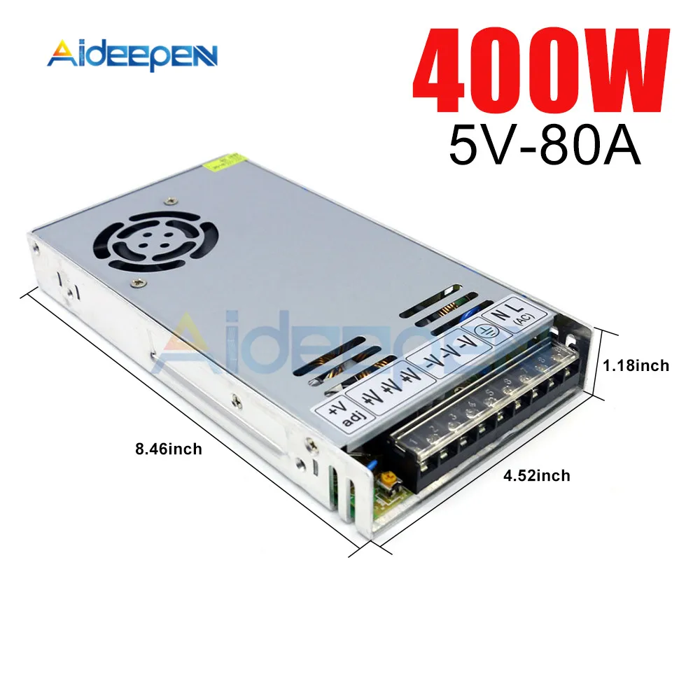 

DC 5V 80A 400W Switching Power Adapter 5V 80A 400 Watts Voltage Converter Regulated Switch Power Supply for LED