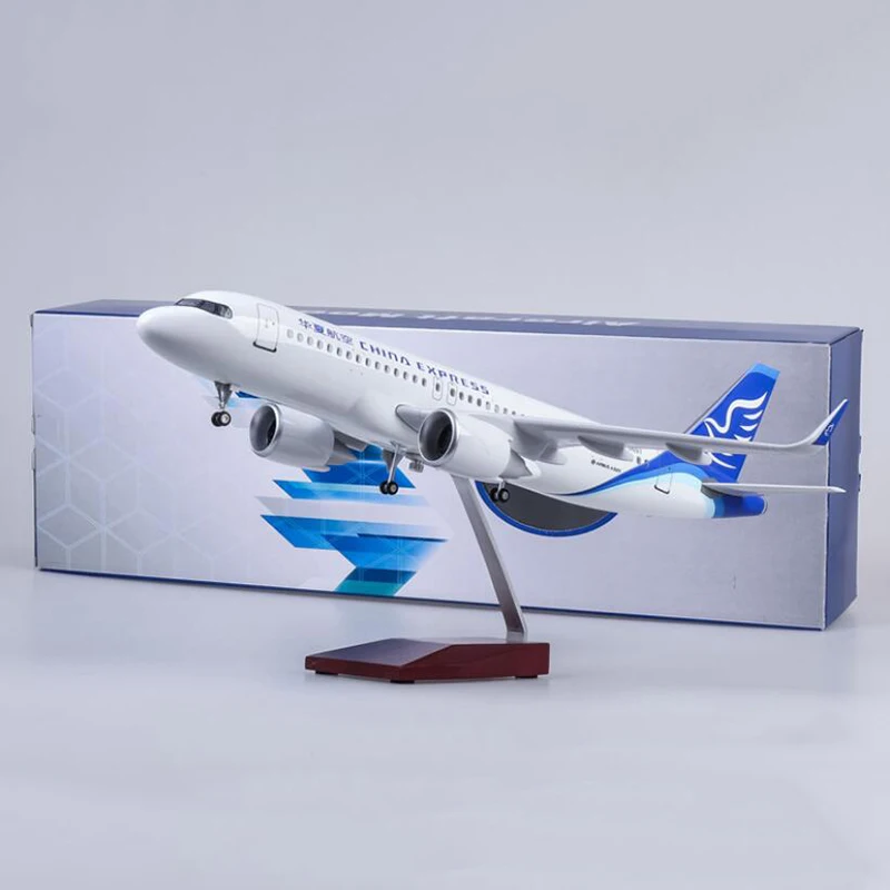 1/80 масштаб 47 см самолет Airbus A320 NEO Китай экспресс авиакомпания модель светодиодный свет и колесо шасси литье под давлением Смола самолет игрушка