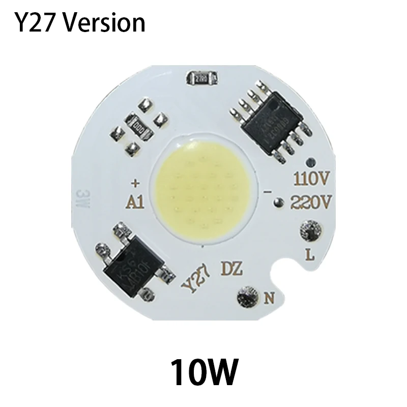 Светодиодный чип COB 10 Вт, 20 Вт, 30 Вт, 50 Вт, 220 В, Smart IC, нет необходимости в драйвере 3 Вт, 5 Вт, 7 Вт, 12 Вт, светодиодный светильник для прожектора, точечный светильник Diy, светильник ing - Испускаемый цвет: 10W  Y27 Version