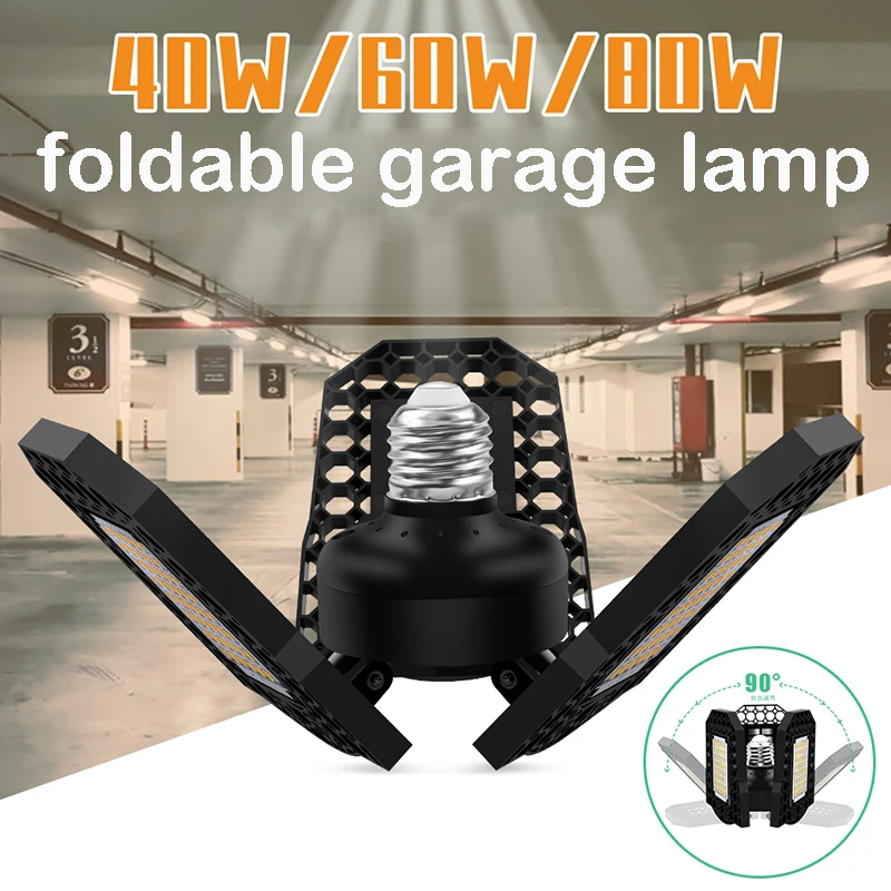 Garage Lamp E27 Folding LED Light Cell 40W 60W 80W 85-265V for Industrial Workshop Basement Warm White Cold | Лампы и освещение