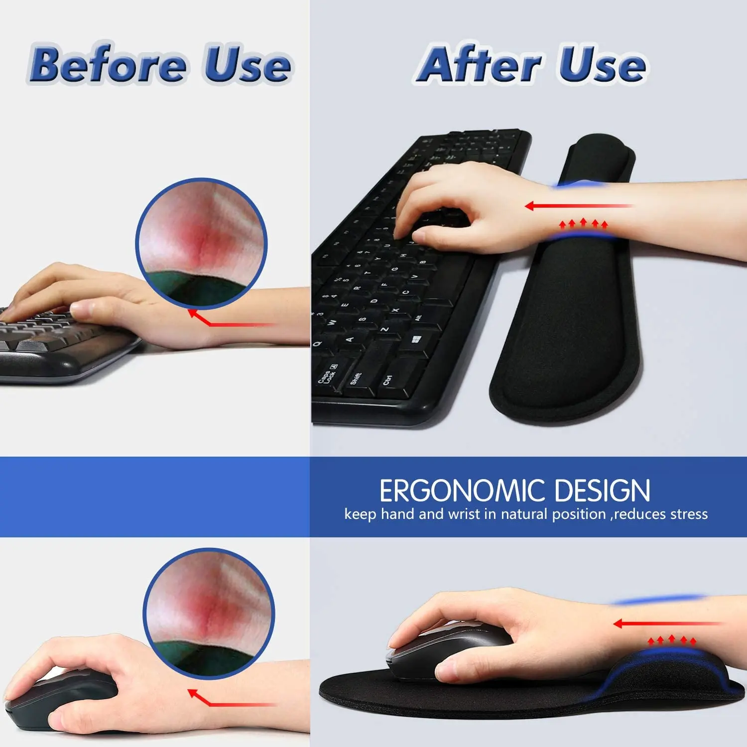 Ergonomic Non-Slip Mouse Pad with Wrist Support
