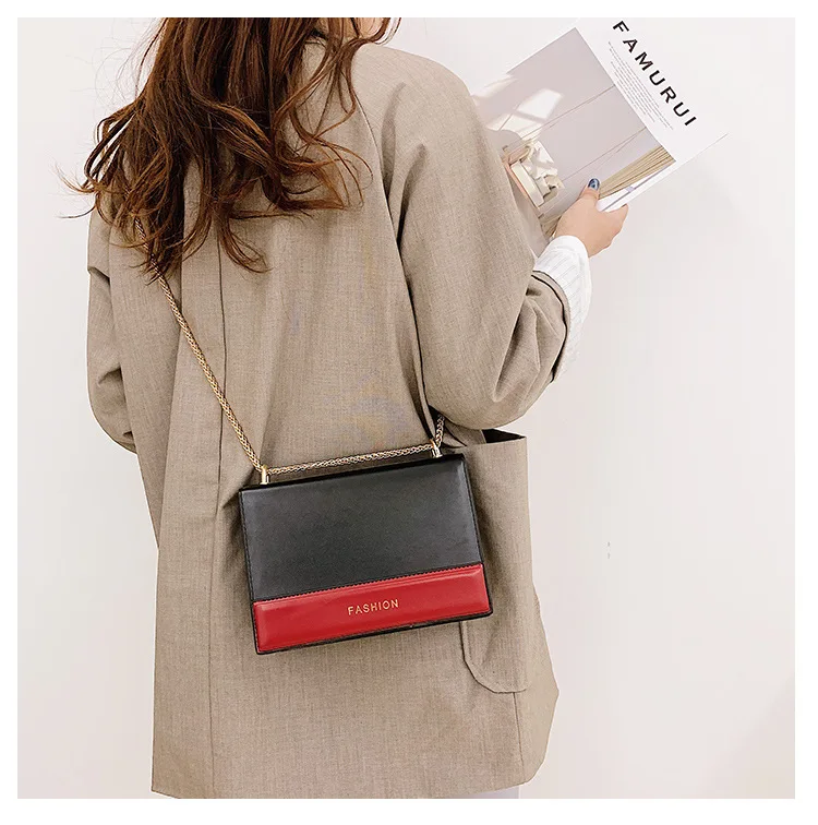 

2019 new cross-border contrast organ bag Multi-layer single shoulder slung chain small square bag