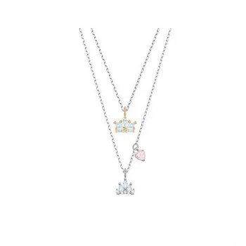 

2019 New Swa 1:1 Little Crown Women Wholesale Necklace Set Friendship Pendant Clavicle Chain Choker
