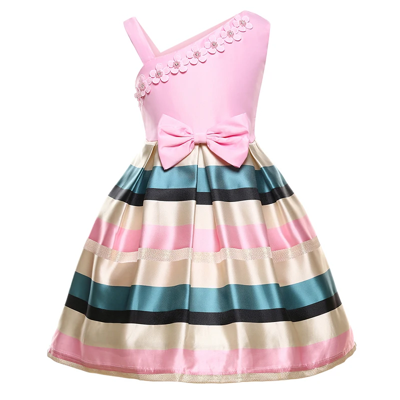 Летние Детские платья для девочек, платье принцессы с цветочным рисунком для свадебной вечеринки, для девочек от 3 до 8 лет, платье с цветочным узором для дня рождения платье в полоску для подростков, vestido infantil