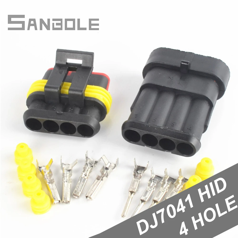4P Nylon Flame Retardant Waterproof Connector For Automobile HID Male And Female DJ7041 Xenon Lamp Fuel Pump Plug-in (10PCS) |