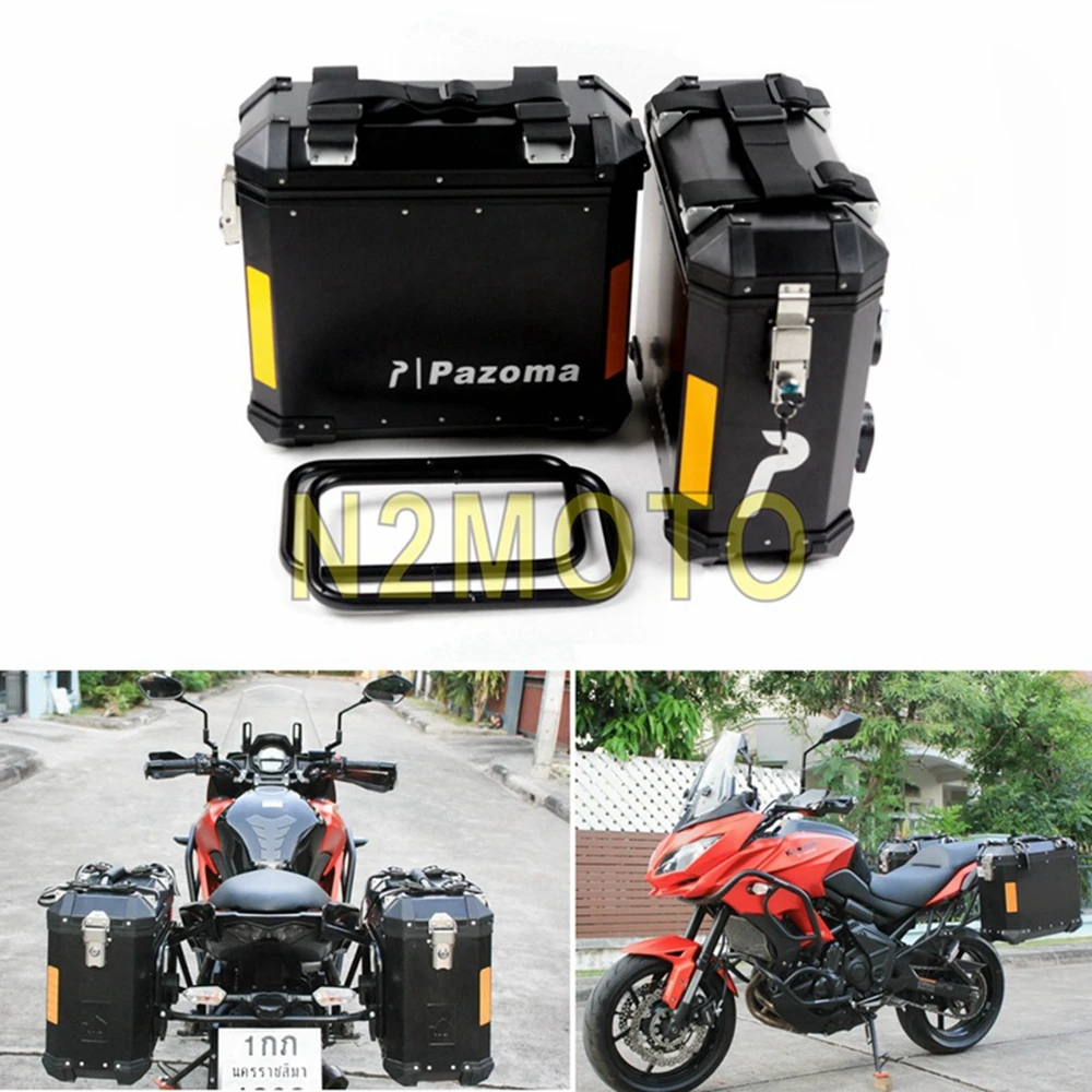

Универсальный мотоциклетный черный 36L боковой ящик, боковой Чехол, седло, сумка для багажа, перевозка груза для Honda, Suzuki, Kawasaki, BMW R1200, F800GS