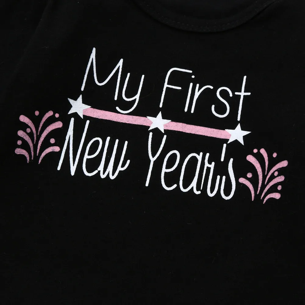 3 предмета, Одежда для новорожденных с надписью «my first new year», комбинезон с длинными рукавами для маленьких мальчиков и девочек+ штаны, шапка, Новогодний комплект одежды, bebes