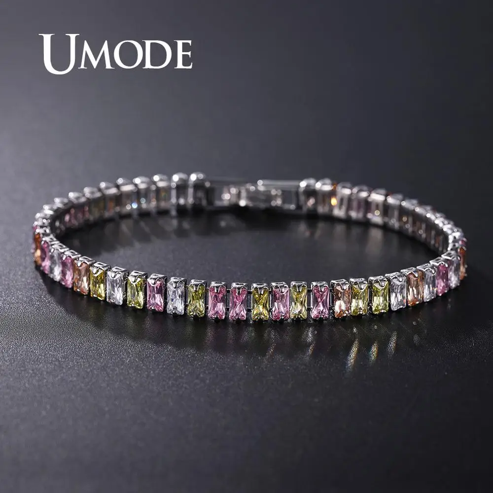 UMODE 2019 Хрустальный Теннисный браслет с цирконием для женщин белый золотой цвет