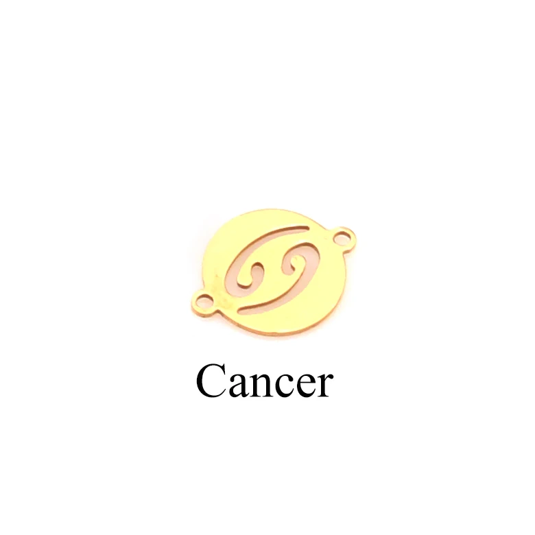 Gold Cancer 5 шт/лот подвески из нержавеющей стали 12 созвездий DIY звенья для серег браслет ожерелье ювилирные изделия фурнитура изготовление - Окраска металла: Gold Cancer