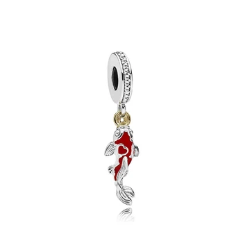 

Red carp pendant charms fit original pandora bracelet for 3mm snake chain Lucky fish diy bead jewelry making for women gift