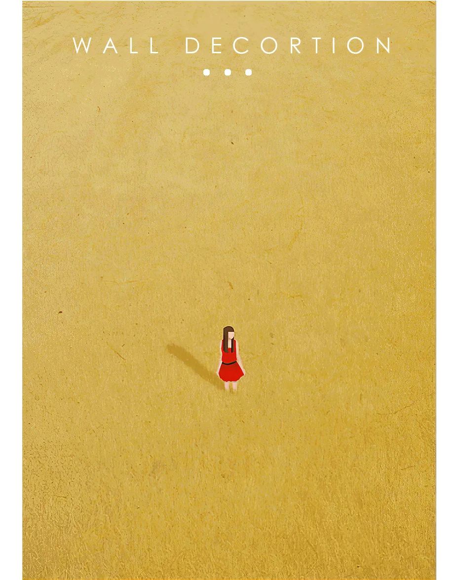Nordic Alone Girl Swimming Golden Wheat Field Illustration Series Canvas Painting Wall Art Print Poster Living Room Home Decor