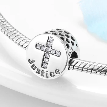 

Bible Seven Virtues justice cross Beads 925 Sterling Silver charm for womens accessories Fit Original Pandora Bracelet Jewelry