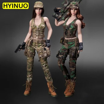 

1/6 Scale CT014 Woman Camouflage Clothing Camouflage combat uniform Clothes Clothing with Head Set F 12" Female Figure Body Doll
