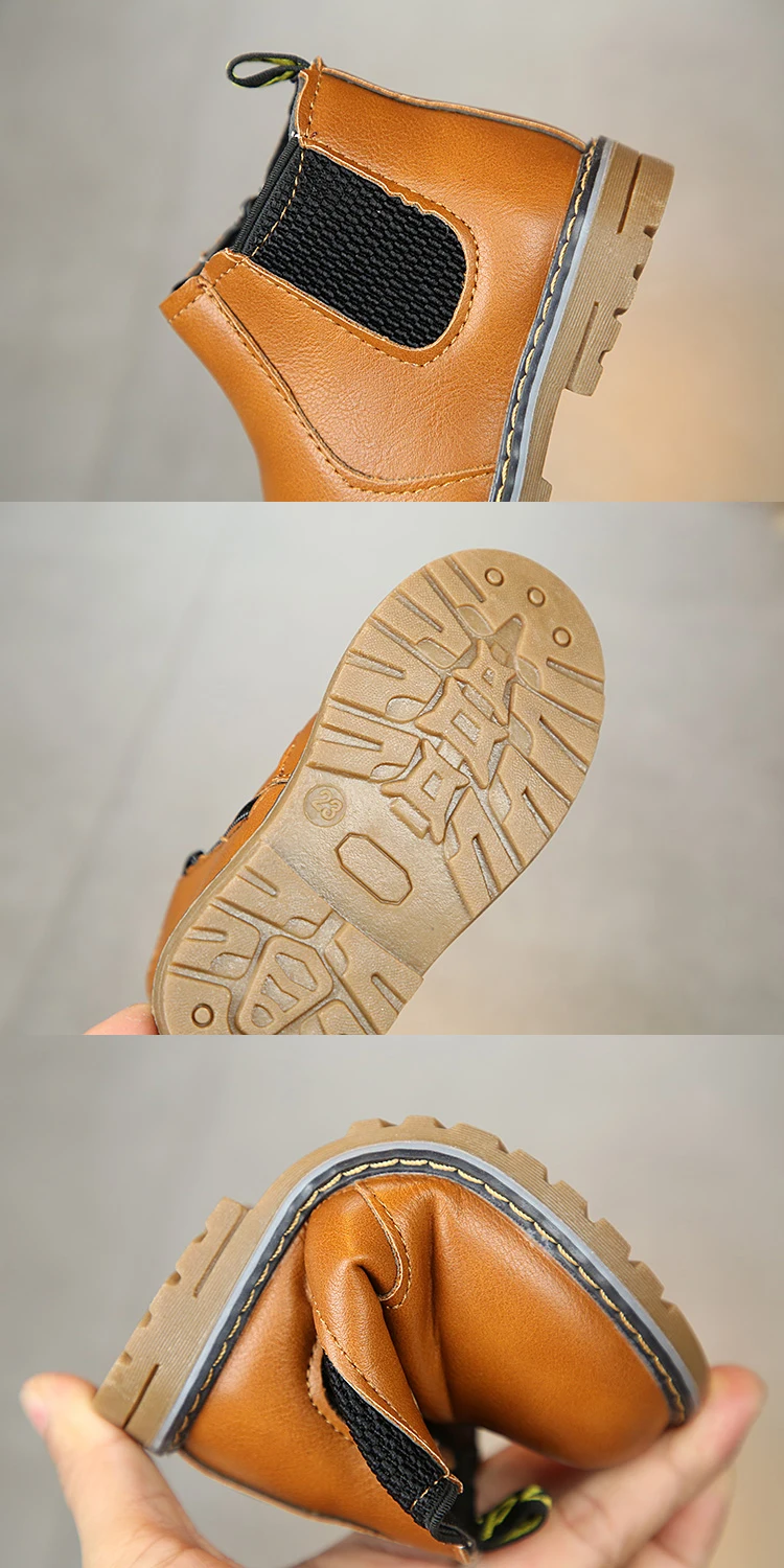 SKOEX Childrens Boots Fur Lined Boys Girls Waterproof Side Zipper Short Ankle Snow Boots Winter Shoes Kids Baby Martin Booties