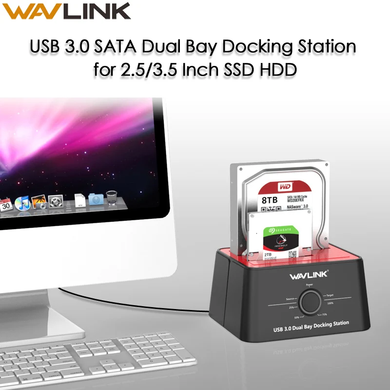 USB3.0 на SATA внешний жесткий диск станция Dual Bay 8 ТБ HDD корпус для 3 5 &quot2 5" док офлайн