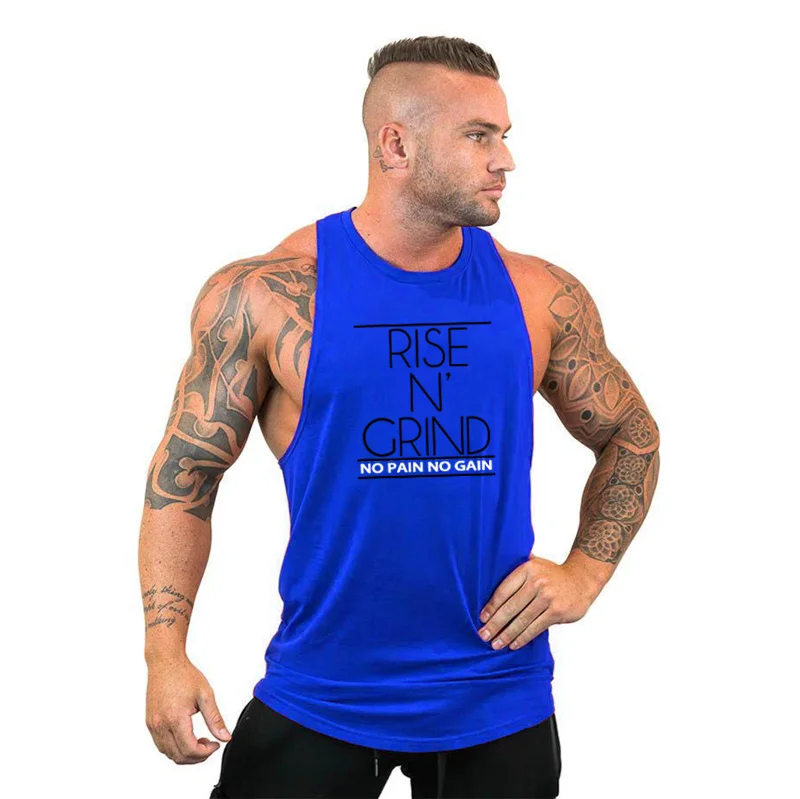 Muscleguys Летняя мужская Спортивная майка без рукавов, одежда для фитнеса или бодибилдинга с капюшоном, Майки для тренировок - Цвет: blue64