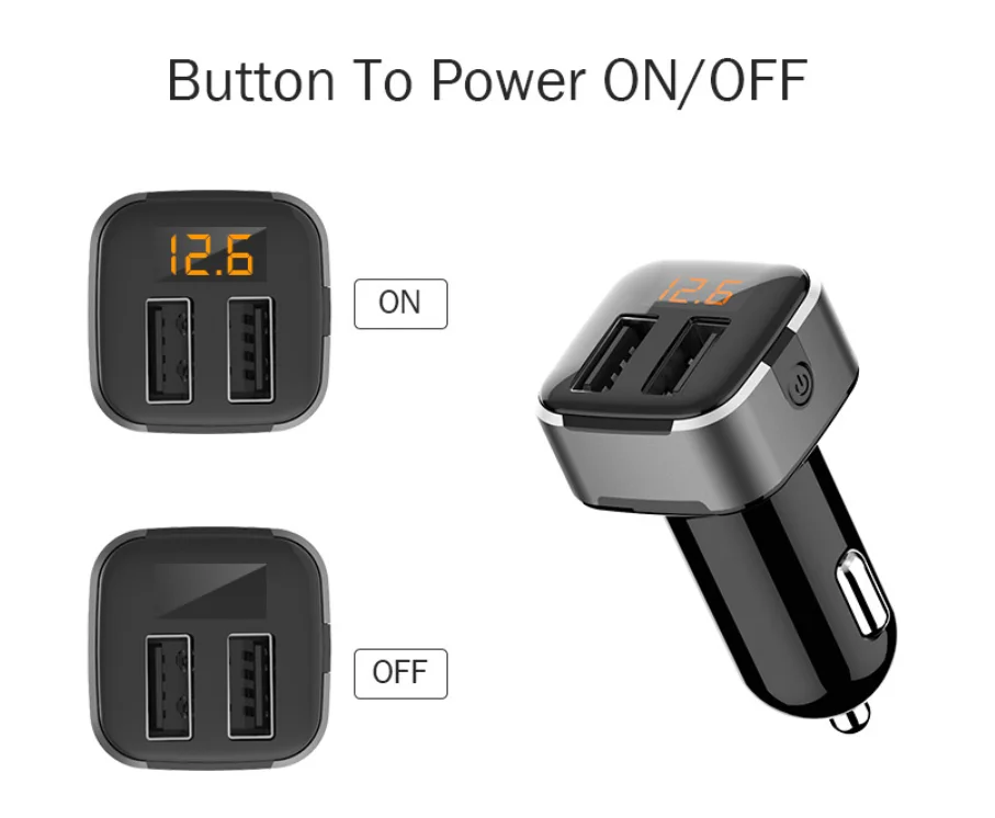 Мини USB Силовая розетка автомобильное быстрое зарядное устройство прикуриватель розетка цифровой дисплей в режиме реального времени с выключателем питания