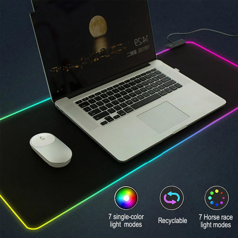 

Vococal Large LED RGB Mouse Pad USB Wired Lighting Gaming Gamer Mousepad Mice Mat for Computer Overwatch Pubg Dota 2 Borderlands
