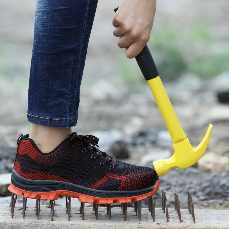

Lightweight Breathable Men Safety Shoes Steel Toe Work Shoes For Men Anti-smashing Construction Sneaker With Reflective
