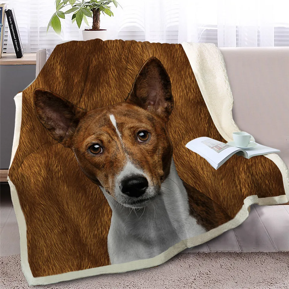 Blesslive Basenji шерпа одеяло на кровати коричневая собака животное плед для взрослые покрывала 3D печать манты 150x200 см