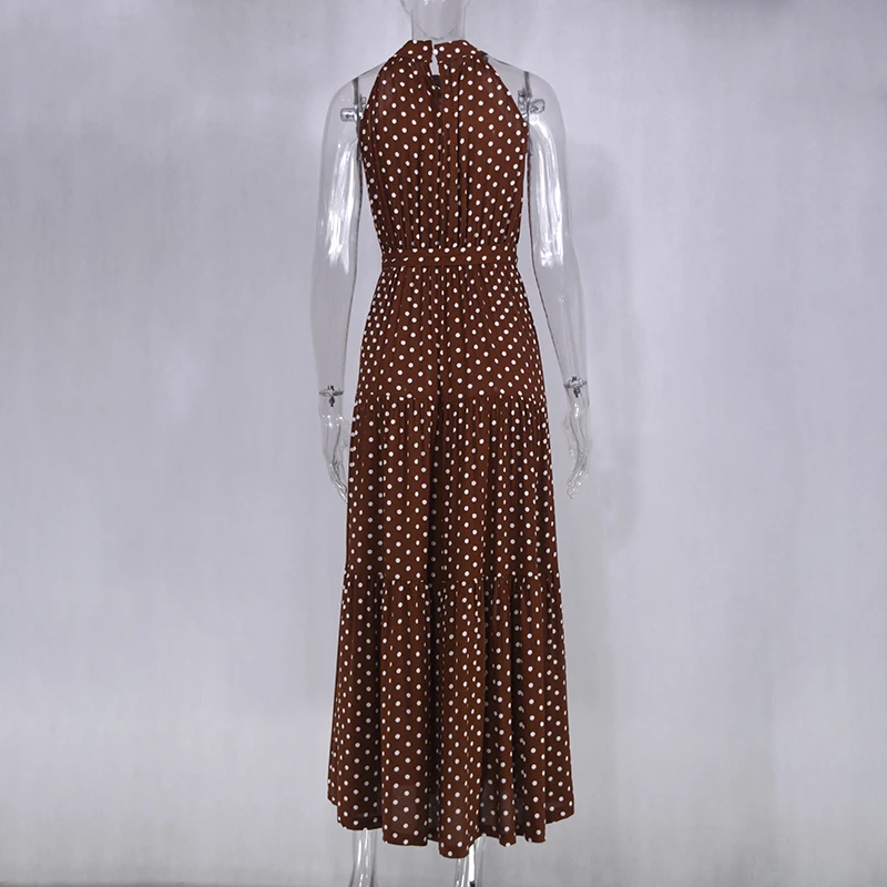 Summer Long Dress Polka Dot Casual Dresses Black Sexy Halter Strapless New 2021 Yellow Sundress Vacation Clothes For Women