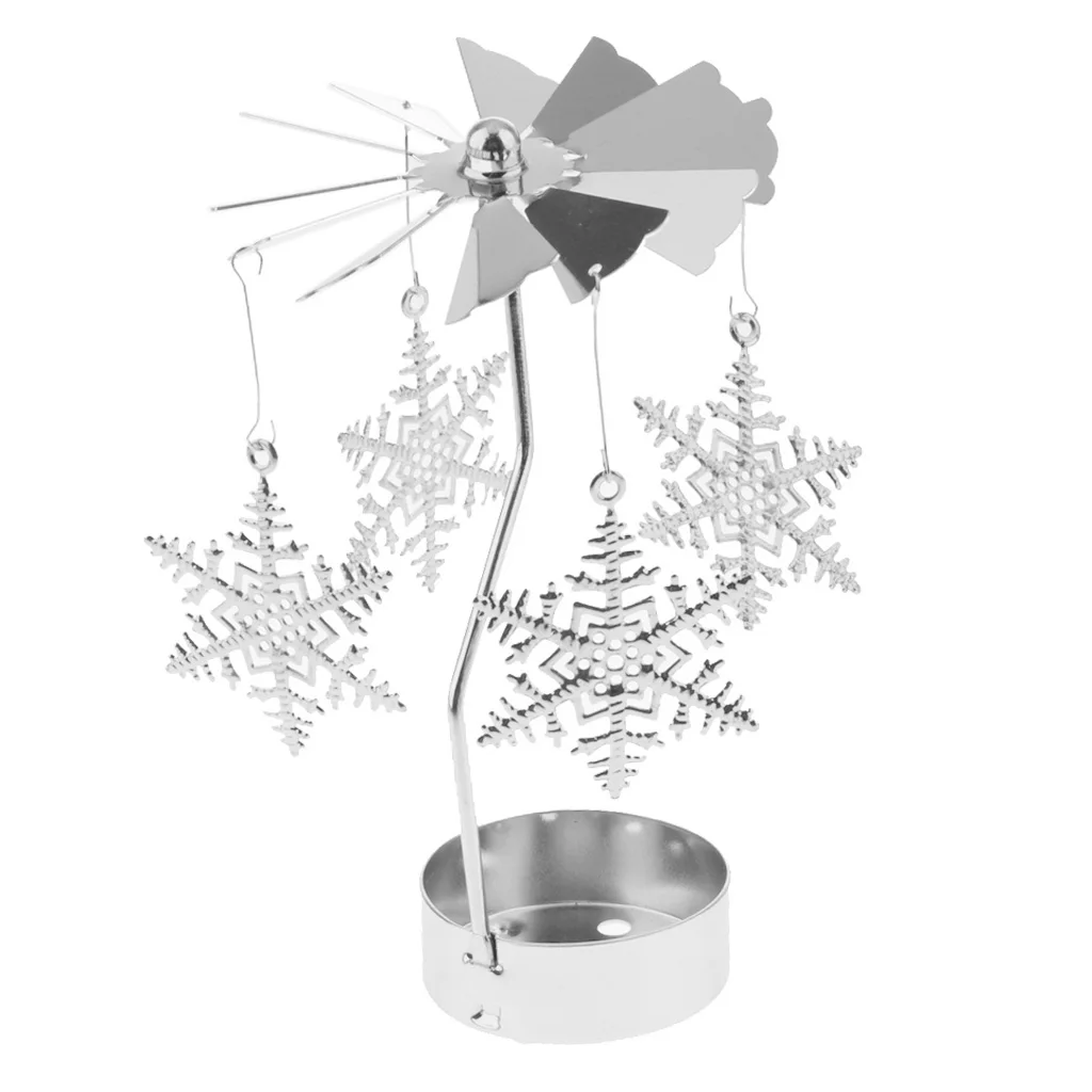 Вращающийся ночник держатель для чайной свечи Сказочный Рождественский подсвечник свадебный центральный украшение домашний Декор Рождественский подарок-серебро
