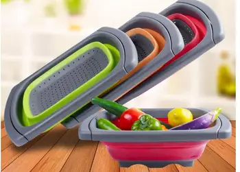 

Folding drain basket extension handle fruit basket domestic water fruit basket folding washing basket vegetable extension drain