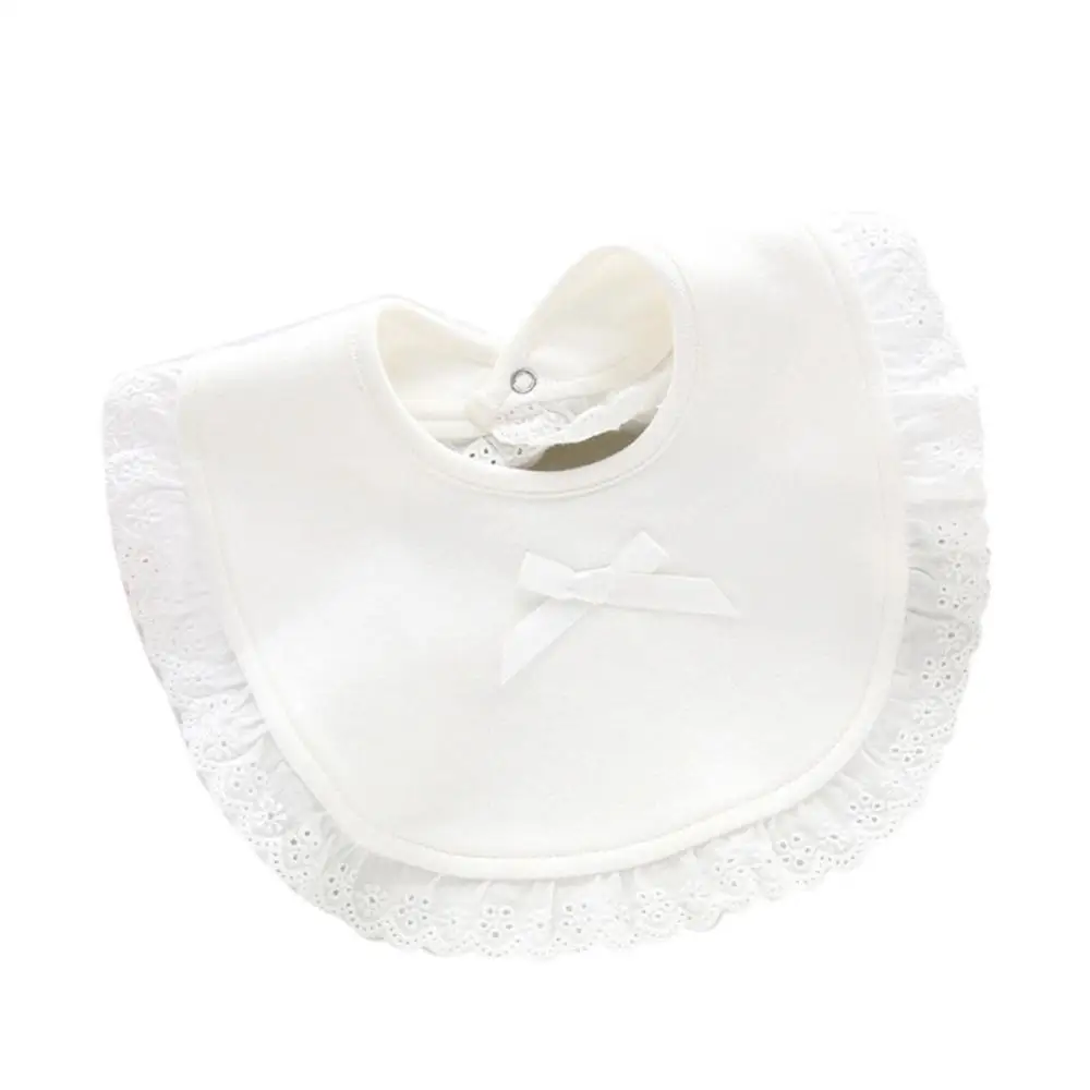 

Double Layer Solid Color Baby Bib Ruffle Absorbent Feeding Apron Saliva Towel