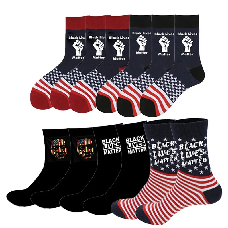 America BLACK LIVES MATTER Socks Unisex Funny Happy Print Adult Casual Men Hip Hop Skateboard Calcetines Hombre Skarpetki | Мужская