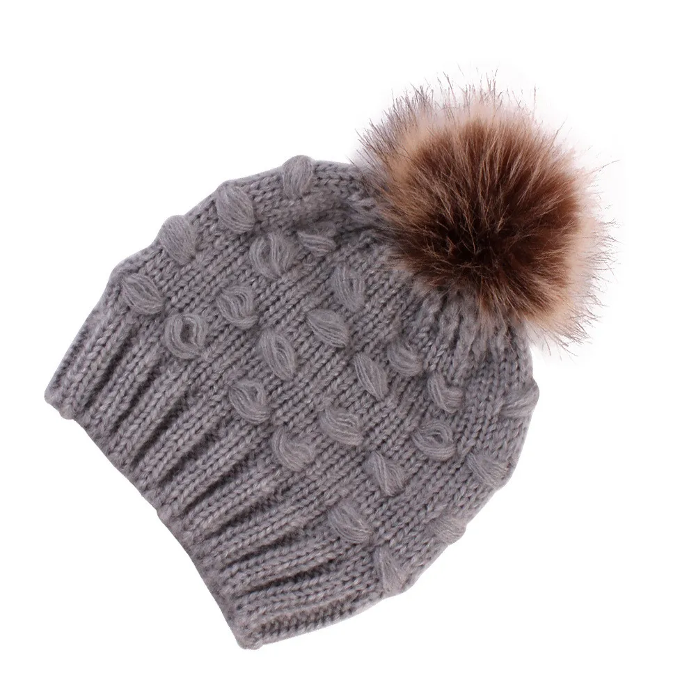  cute kid babies Beanies kids pansy knitted warm wool ball cap caps Child Winter Warm Knit Hats Baby Boy Girls Hair 