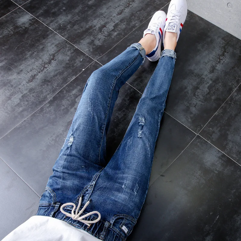 Jeans woman Stretch Pencil Pants Thin Loose Elastic Leisure Feet Ankle-Length Pants Women Jeans 2020