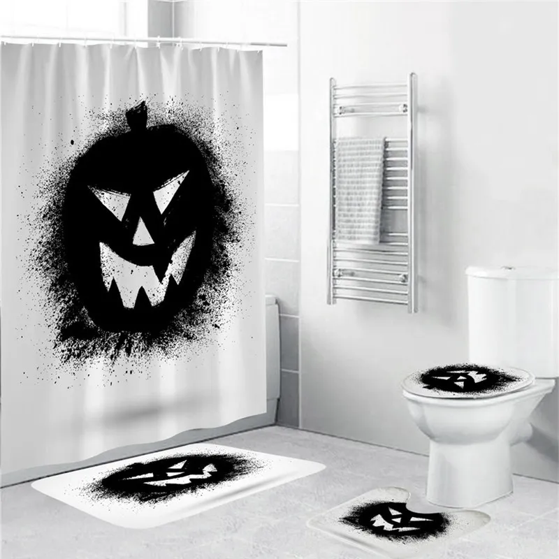 bathroom carpet Тыква, коврик для туалета, занавеска для душа, Хэллоуин, фестиваль, 4 шт., занавеска для ванной комнаты, чехол для сиденья унитаза, коврик для украшения дома@ 10 - Цвет: bathroom carpet