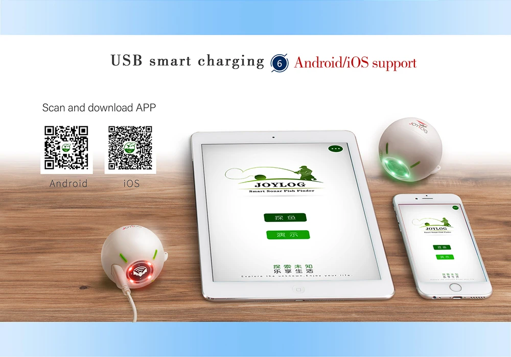 Joylog портативный Smart Sonar рыболокатор HD цифровой Sonar Imaging usb зарядка автоматический старт-стоп беспроводной рыболокатор