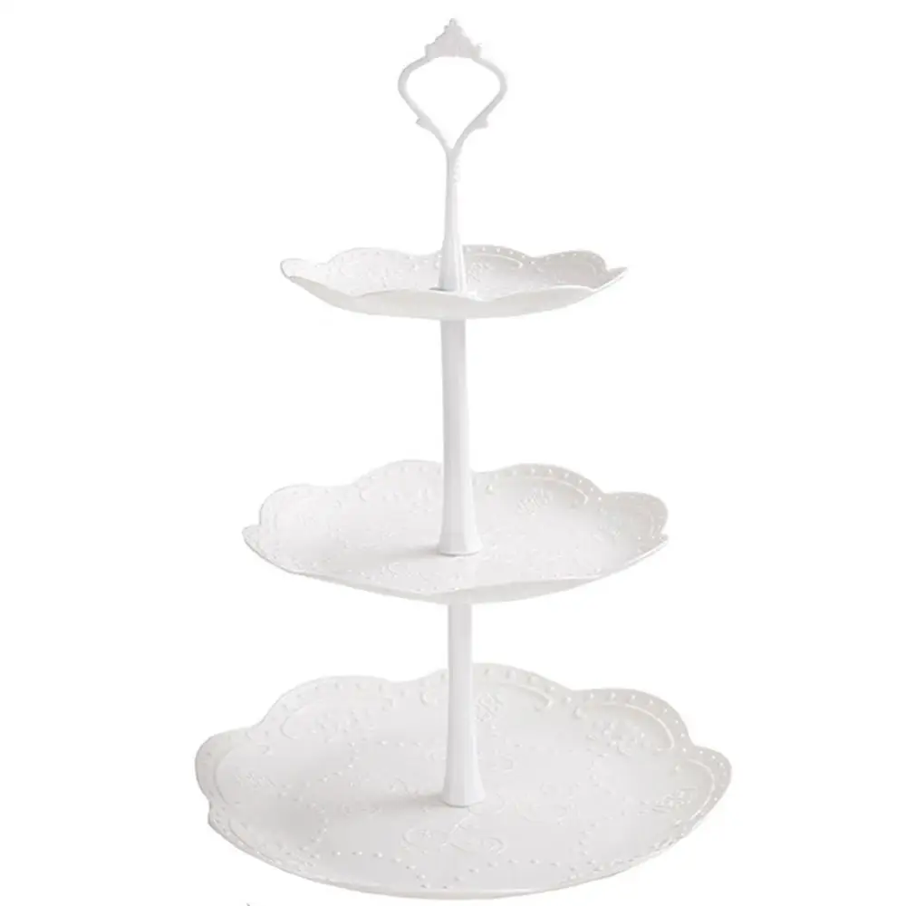3-х уровневый чашка подставка для тортов десертов свадебное мероприятие вечерние Дисплей башня пластина presentoir торт#3N27 - Цвет: White