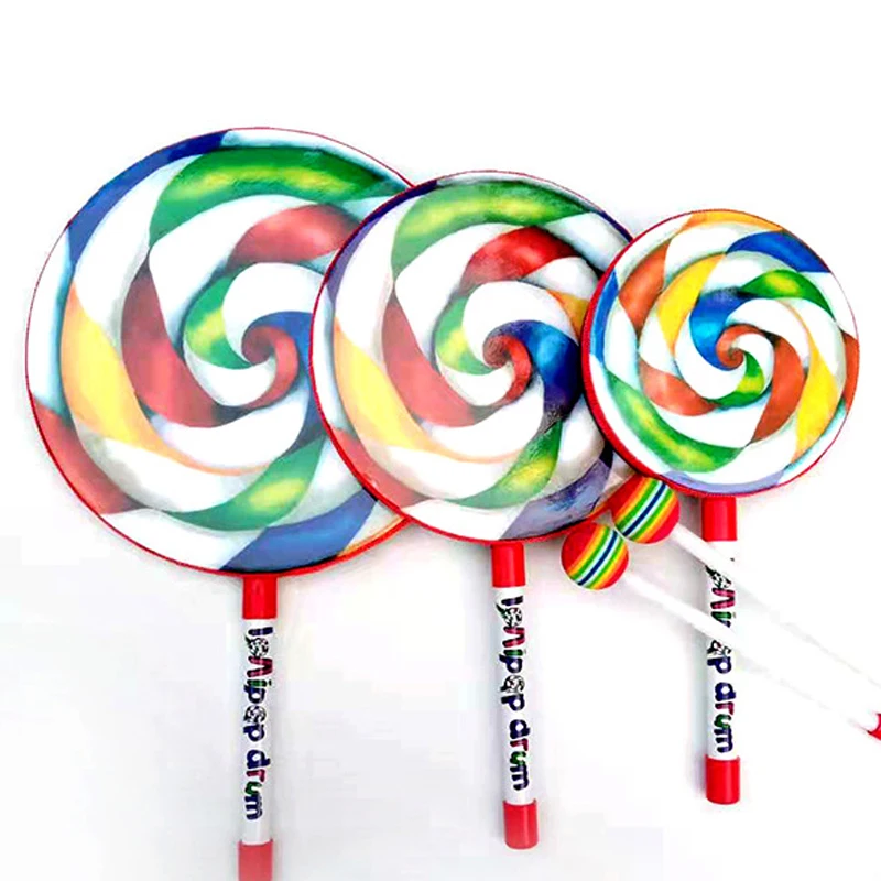 

6/8/10 inch Lollipop Drum Orff Toy Percussion Music Instruments Children Drum with Mallet Kids Baby Practice Drum Stick Set