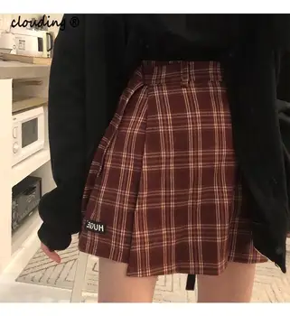 New Fashion Female Women Mini Skirts Basic Fashion Match Plaid Casual All Vintage Irregular High Waist College Wind 2018