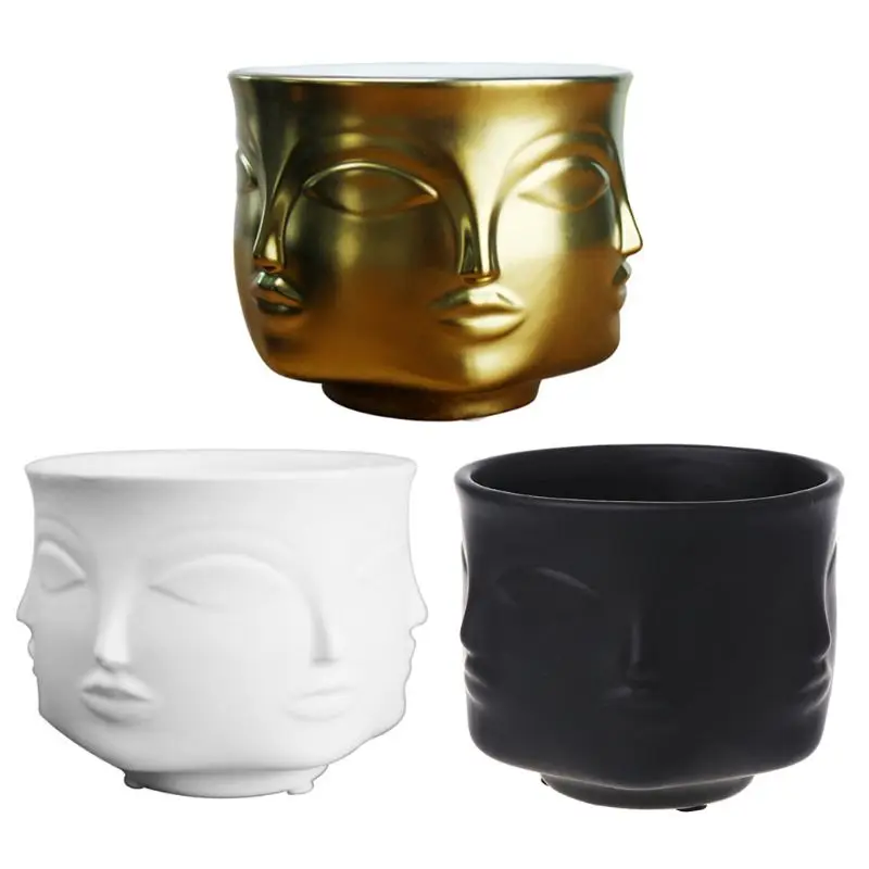 

Face Shape Designs Ceramic Vase Porcelain Flower Pot Home Decoration Accessories Planters
