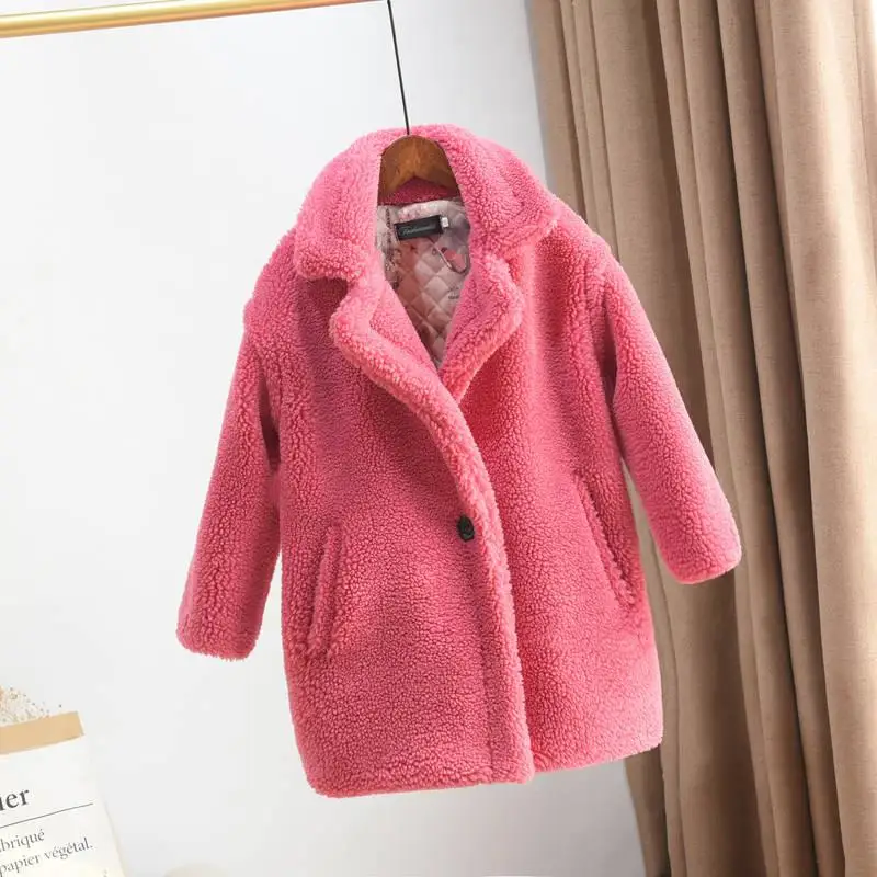 Новая зимняя детская одежда мягкая искусственная овечка для девочек, пальто из овчины детская теплая шерстяная куртка с искусственным мехом для девочек, верхняя одежда Q470