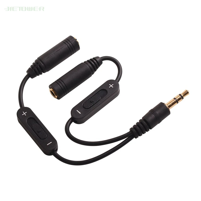 3 5 jack Splitter Male to 2 Female Jack 3 5mm Stereo Audio Cable Y Splitter Adapter Volume Control Headphone Phone AUX Cable