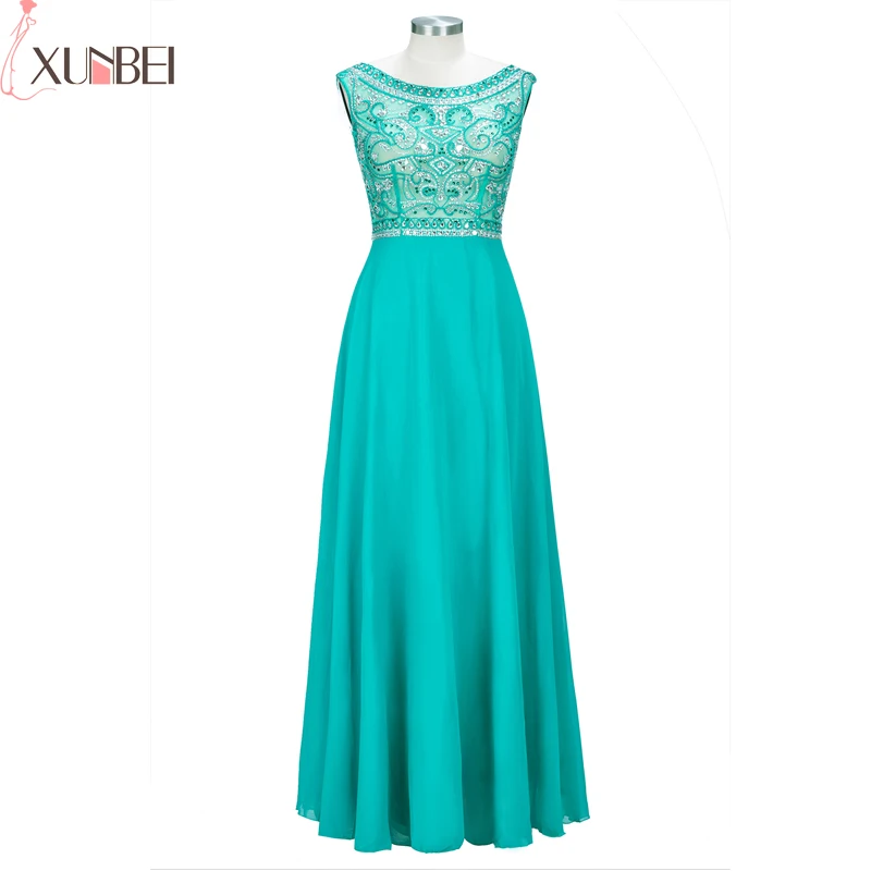 

Sleeveless Scoop Sequined Green Evening Dress Backless Satin Bridesmaid Dresses 2019 Formal Prom Dress Long Evening Party Gowns