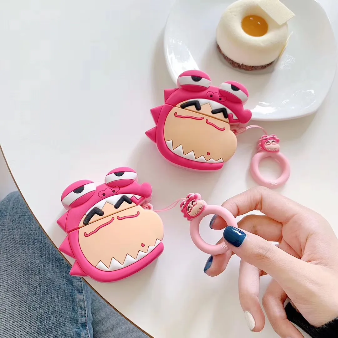 

Earphone Case For AirPods Case Silicone Cute Love Anime Crocodile Cover For Apple Air pods 2 Headphone Earburd Case Ring Strap