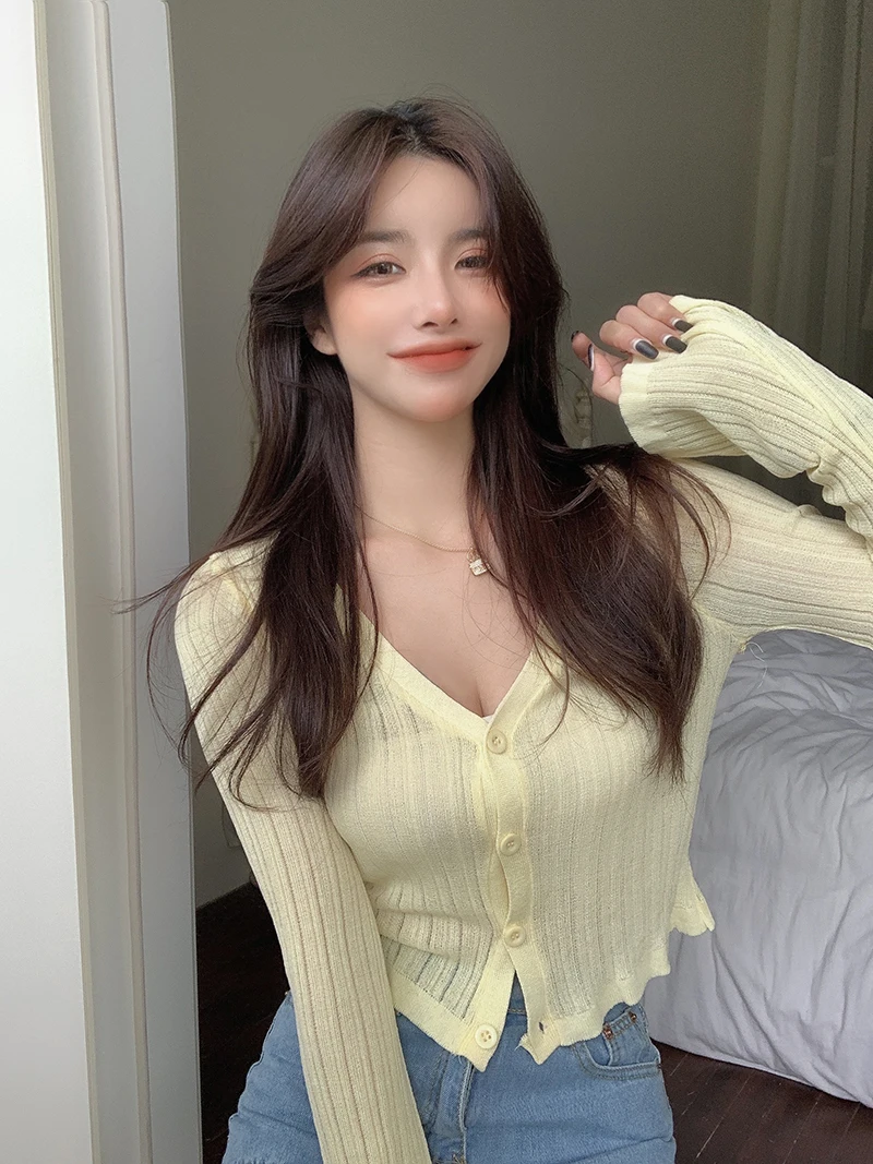 yellow cardigan