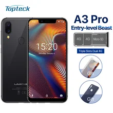 UMIDIGI A3 Pro мобильный телефон Global Band 5,7 дюймов 19:9 полноэкранный 3 ГБ+ 32 ГБ Android 8,1 12 МП разблокировка лица двойной 4G смартфон