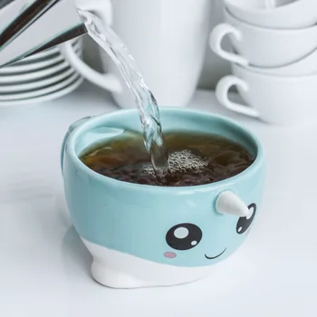 

3D Unicorn whale ceramic cup cartoon little whale expression Mug creative coffee cup personalized milk tea cup