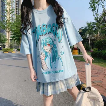 

NiceMix Japan Lolita Style Cartoon Graphic Tee Shirts Women Summer Oversized Short Sleeve Kawaii T-shirt Tops Schoolgirl Loose