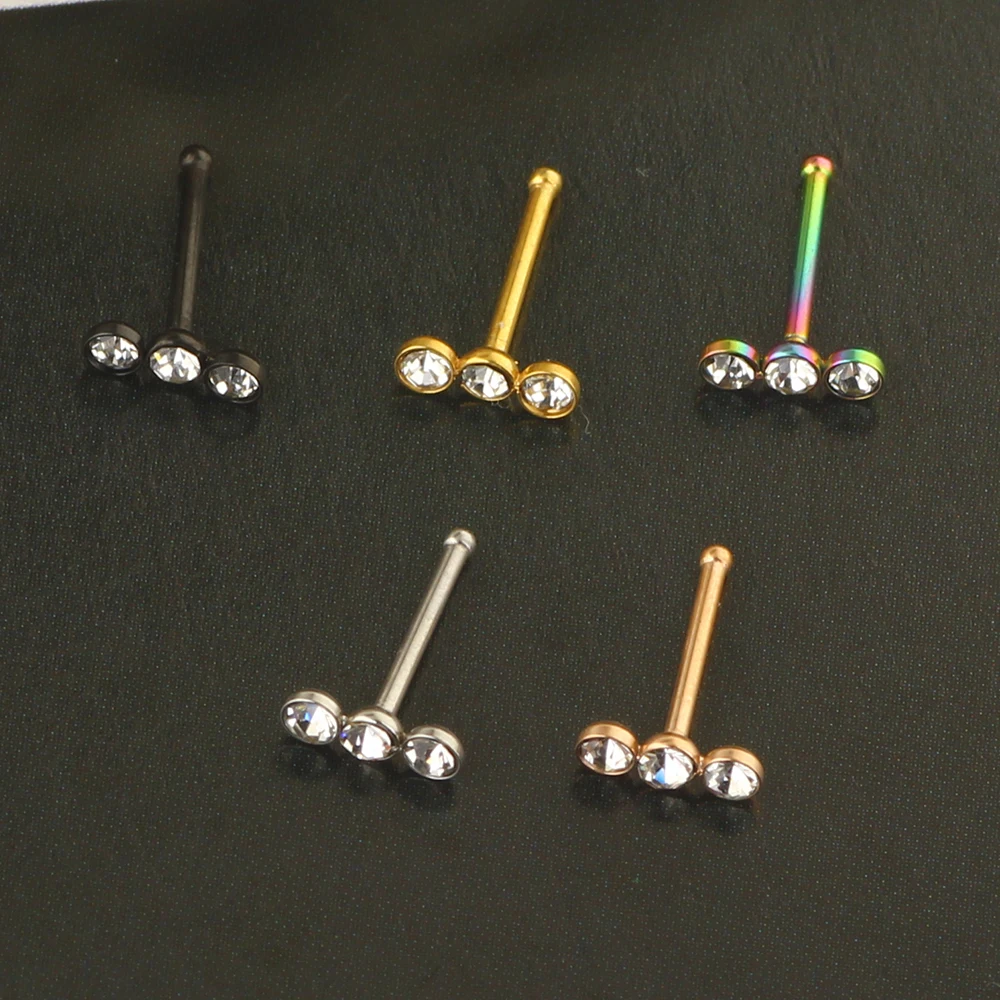 20G Nose Rings Studs Surgical Steel Nose Nostril Opal CZ Inlaid 2MM Piercing Jewelry for Women Men Girl  Tragus Cartilage Nose