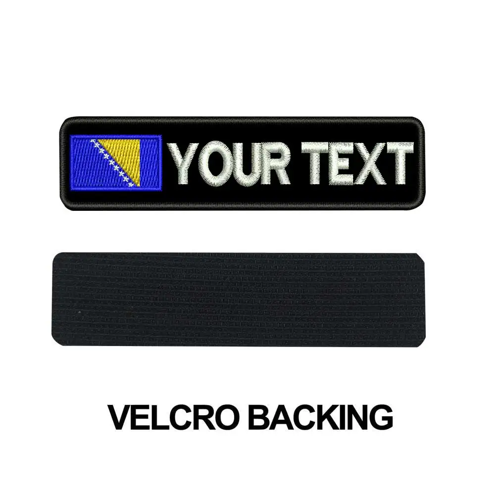Bosnia and Herzegovina Name Tags Patch Embroidered Iron On Backing Hook Backing embroidered patches clothing patches