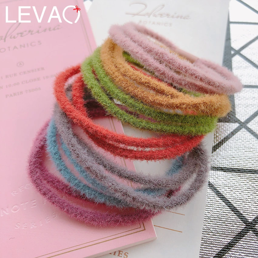 

Levao 5PC Black Elastic Hair Band for Women Headwear Velvet Hair Rope Scrunchies Ponytail Head Ropes Rubber Bands Headdress