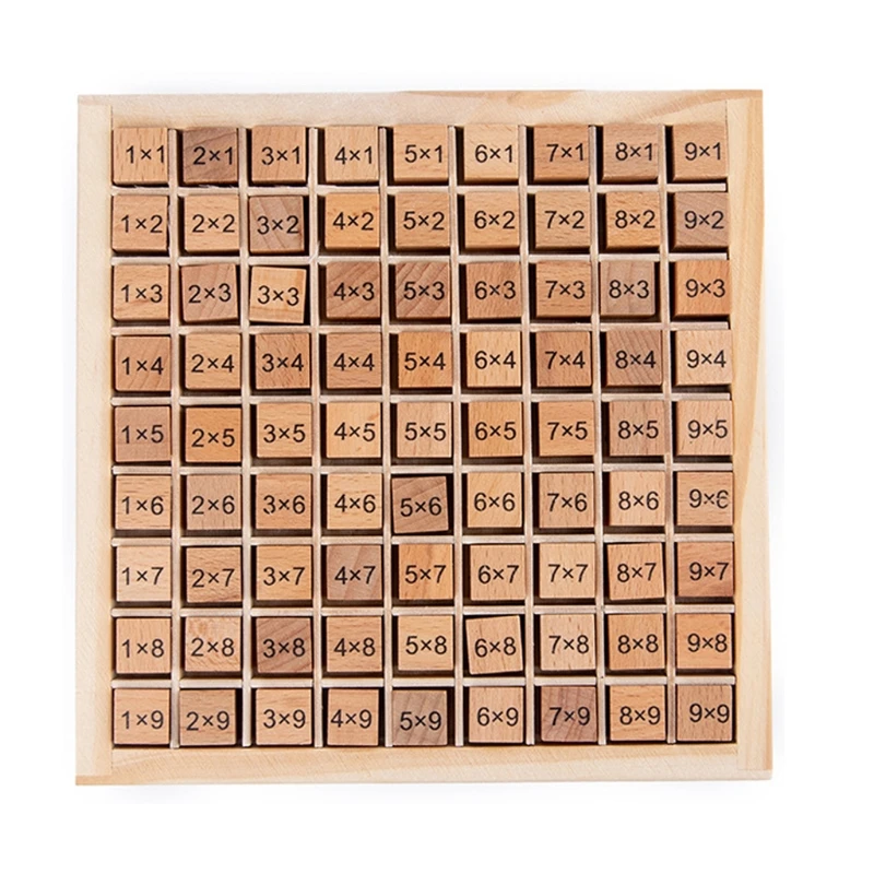 Montessori Educational Wooden Toys Kids 99 Multiplication Table Math Arithmetic